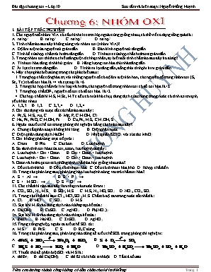Bài tập Hóa học Lớp 10 - Chương 6 Nhóm Oxi - Nguyễn Hồng Huynh